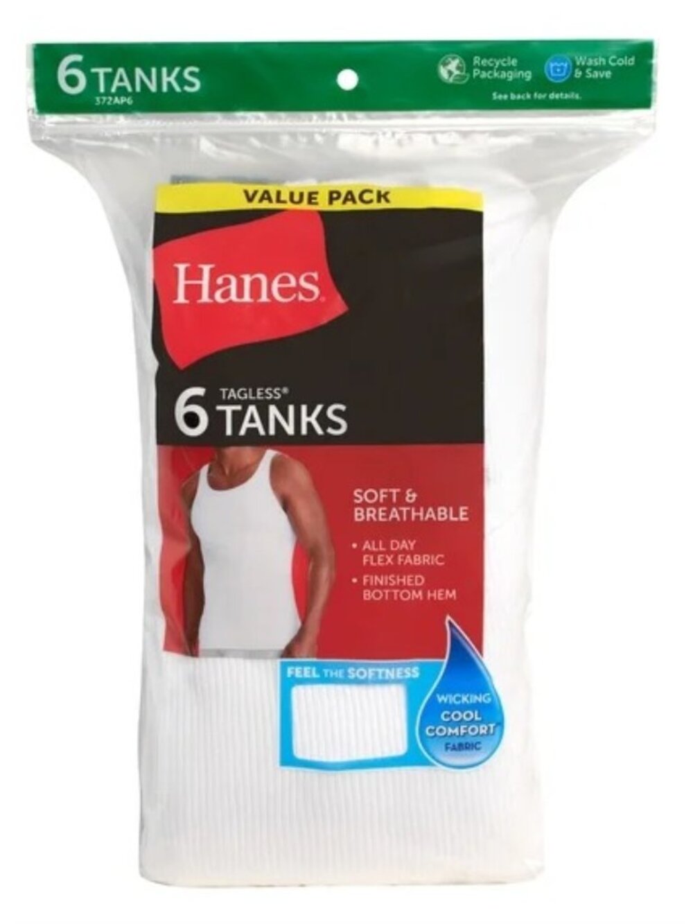 Hanes Men's Tank Tops Undershirts Moisture White